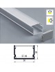 Profilo Alluminio largo 30 mm 2mt Strisce Strip LED Barra Rigida Copertura Opaco