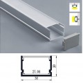 Profilo Alluminio largo 30 mm 2mt Strisce Strip LED Barra Rigida Copertura Opaco