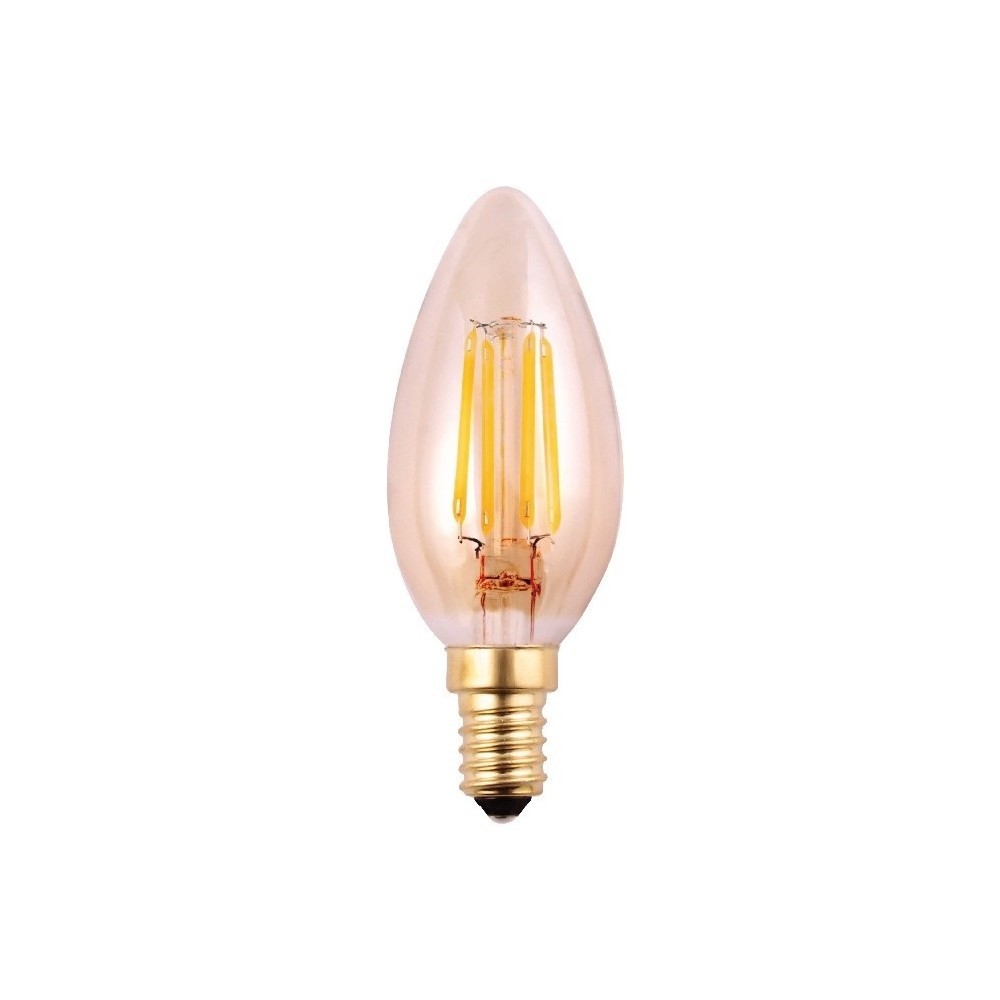 Lampadina led filamento fiamma 4w attacco piccolo E14 colpo di vento  candela trasparente luce bianca naturale calda