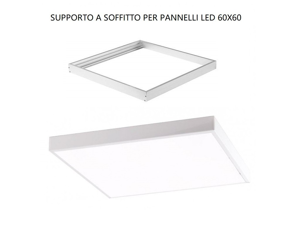 Pannello a LED da Soffitto o Parete con Cornice in Argento, 60 x 60