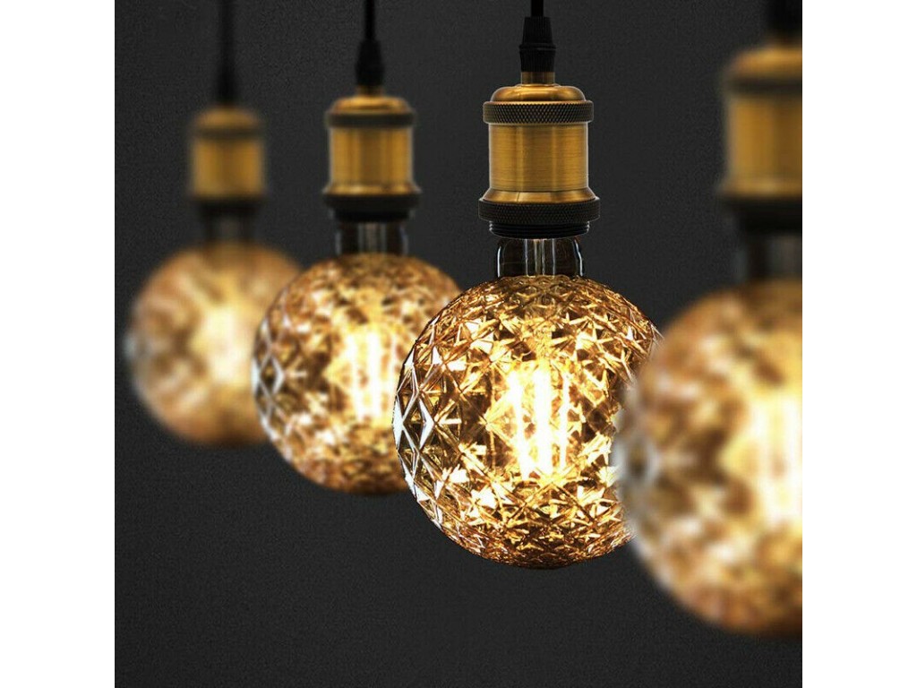 Lampadina filamento led attacco grande E27 4W cristallo diamante ambra  lampada decorativa vintage luce calda