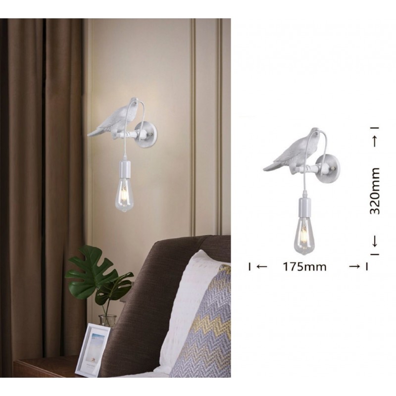 Applique da parete uccellino luce led E27 design moderno bianco lampada decorativa animali 
