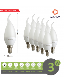 X10 lampadina led E14 candela opaca 3w luce bianca naturale calda Mapam