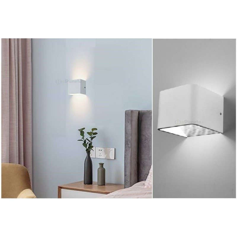 Applique led cob 7w cubo quadrato bianco con biemissione di luce naturale lampada da parete design moderno