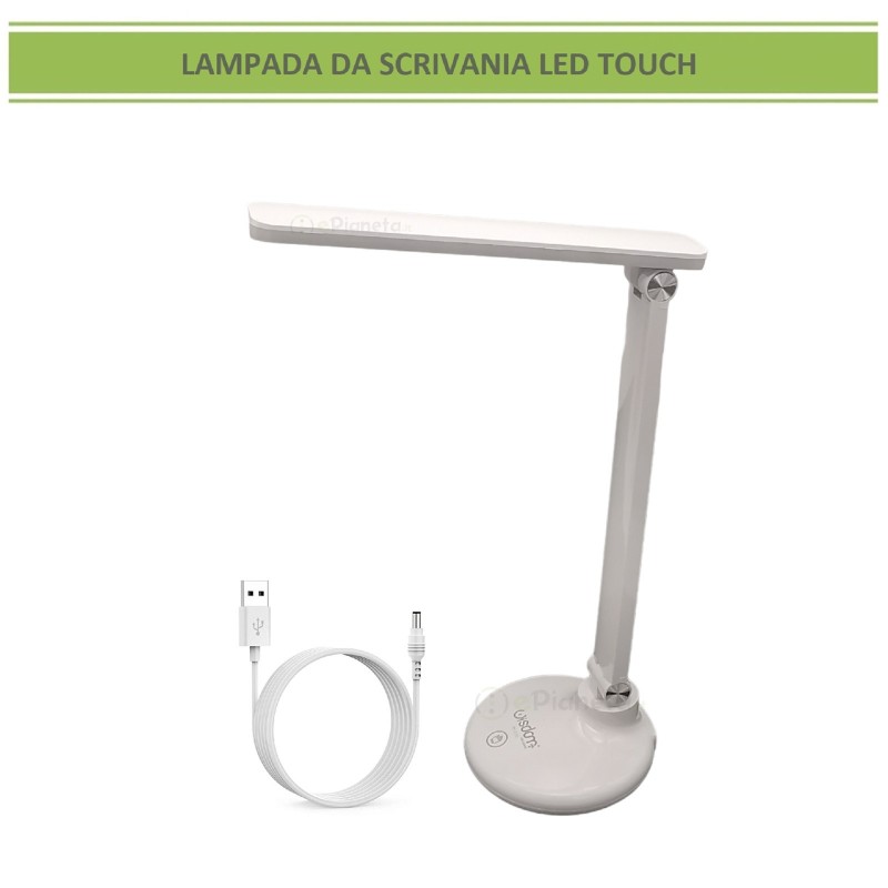 Lampada da scrivania lineare led touch luce lettura ricaricabile usb bianco  orientabile lume tavolo comodino design