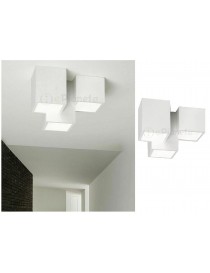 Plafoniera cubo 3 luci led attacco GU10 in gesso lampada da soffitto quadrata moderno bianco verniciabile