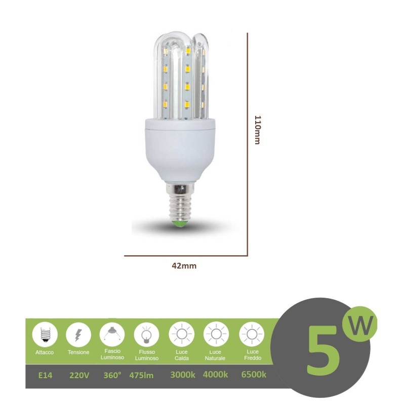 Lampadina LED COB R7S 8,5W 1055 lumen, 118 mm, luce bianca naturale 4000 K