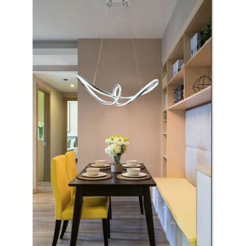 Lampadario led a sospensione 57w intrecciato design moderno argento per  cucina camera soggiorno