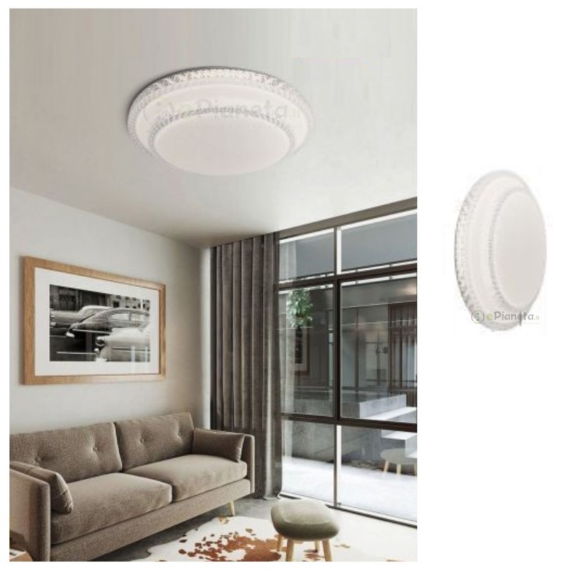 Plafoniera led 60w rotonda bianca lampadario da soffitto design moderno  luce calda fredda per camera cucina