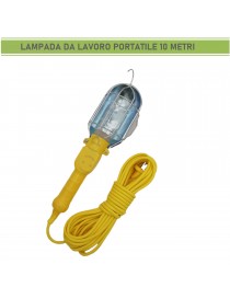 Lampada portatile da lavoro cavo 5m attacco grande E27 luce garage cantina officina cantiere con interruttore spina shuko 16A