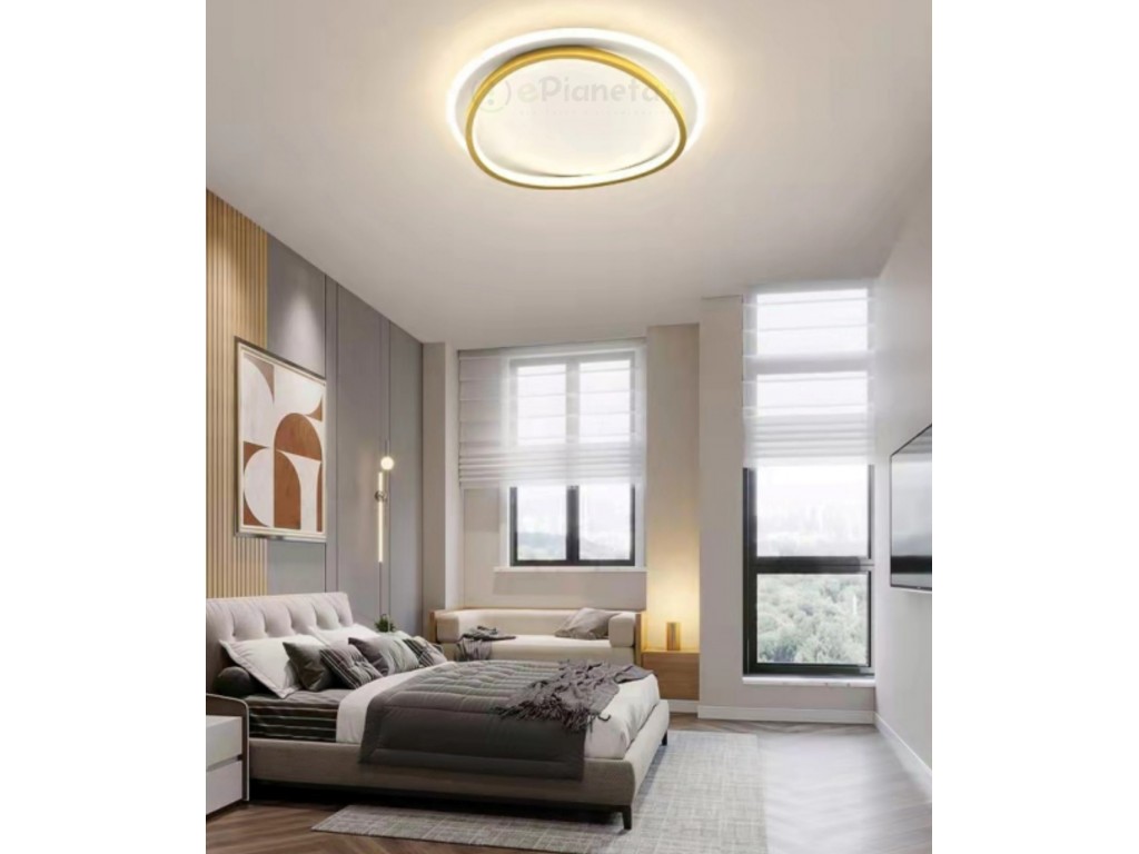 Plafoniera led cerchio 60w lampadario da soffitto circolare bianco tonda  design moderno per camera cucina luce naturale fredda