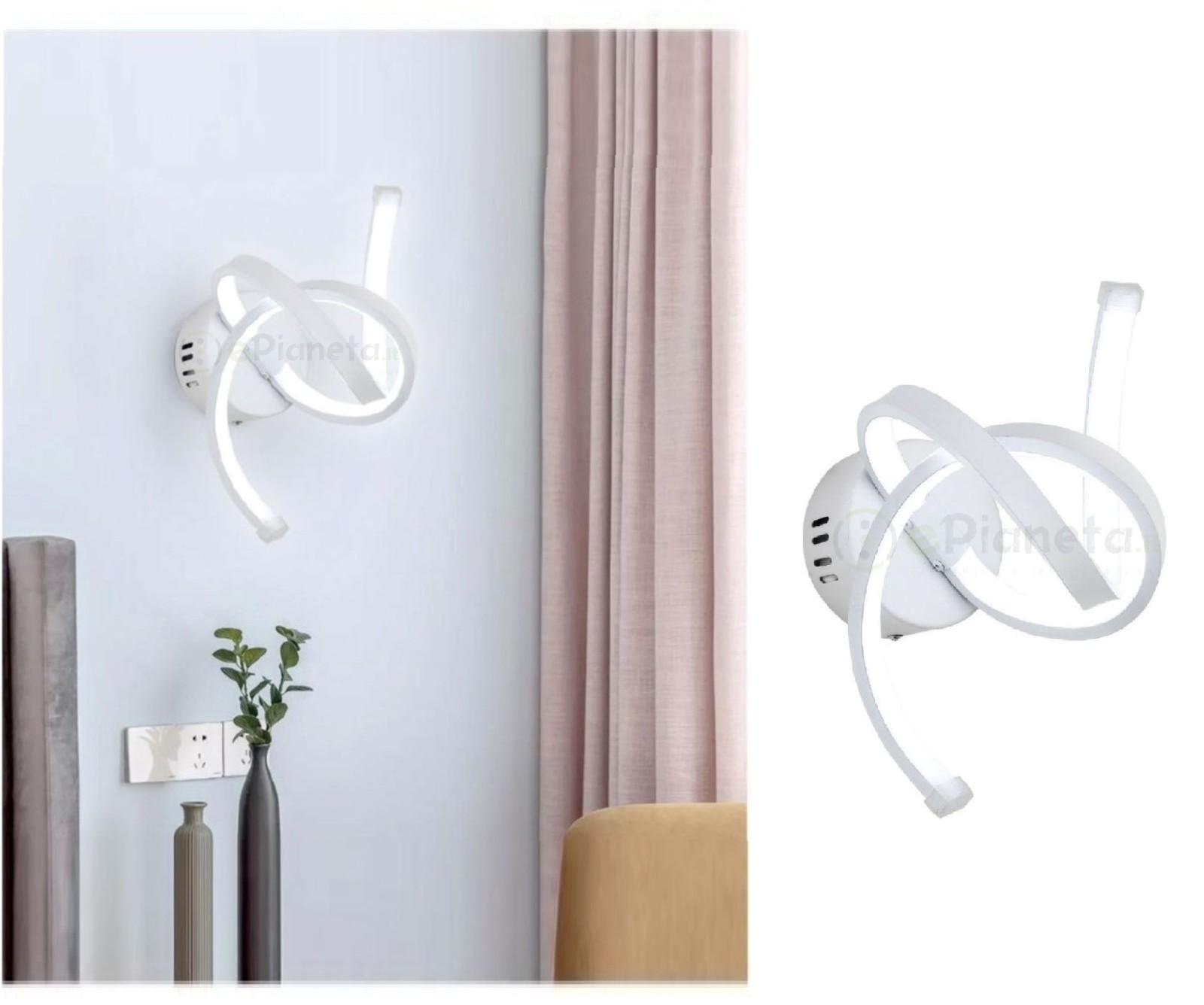 Lampada applique per specchio bagno led 9w onda design moderno