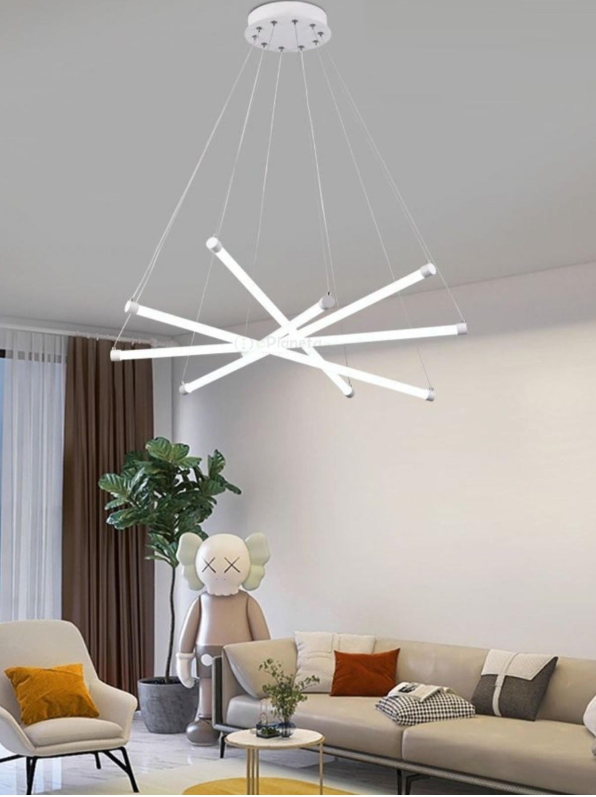 Lampadario sospeso a strisce led 94w incrociato argento luce da