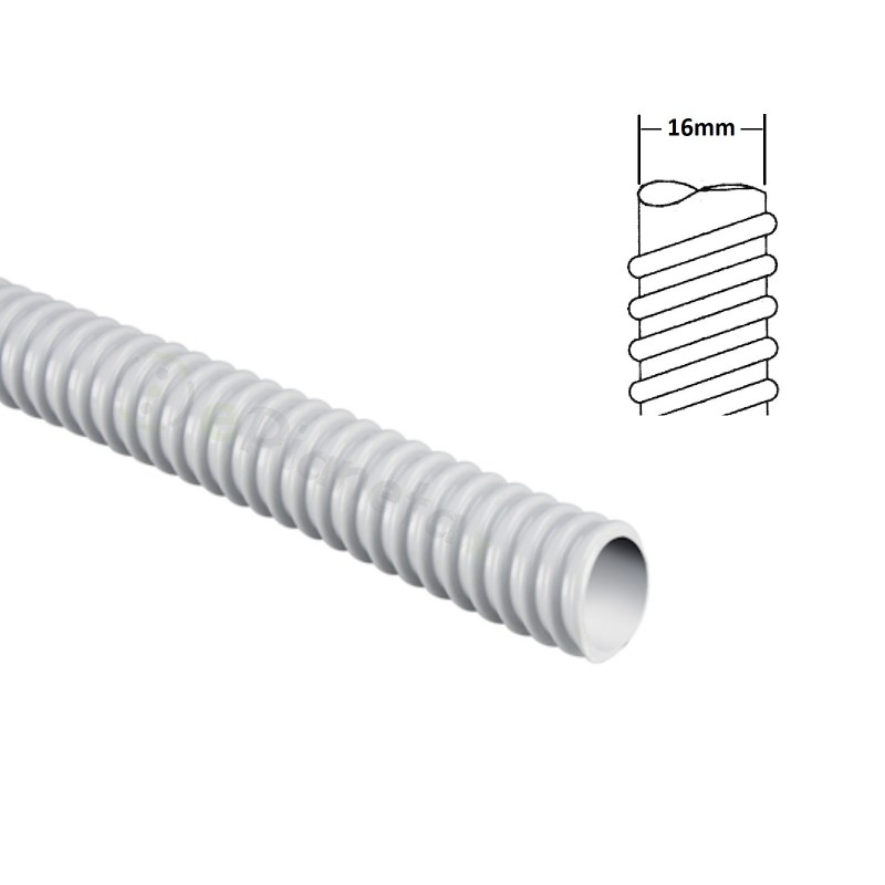 Guaina spiralata Ø 16 20 25 mm tubo flessibile grigio in PVC bobina 30 mt  per