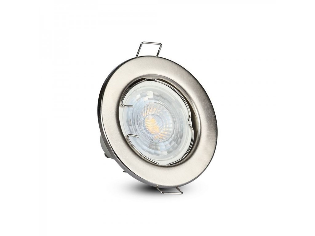 FARETTO INCASSO PORTAFARETTO FISSO LAMPADA GU10 LED ACCIAIO SATINATO FORO  60 MM