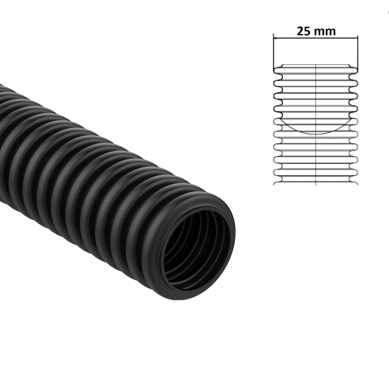 corrugato elettrico flessibile diametro 25 pieghevole nero con