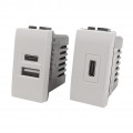 Presa USB A+C e Tipo C compatibile con Bticino Living light bianco caricatore a parete