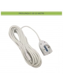 Prolunga elettrica 5 10 15 metri 2 prese bipasso 16A/10 + presa schuko con spina piatta 10A multipresa bianco